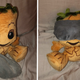 Here is Baby Groot wearing the eye mask, as I could not take a photo of myself wearing it. Also, Baby Groot looks *much* cuter in the mask than me.